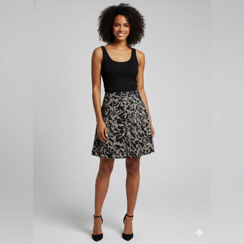 Ann Taylor Black and Cream A-Line Skirt